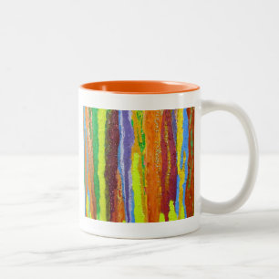 Caneca De Café Em Dois Tons Abstrato Arte arco-íris listra pingar tinta