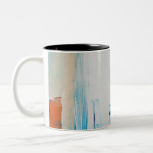 Caneca De Café Em Dois Tons Abstrato Blue e Orange Modern Art