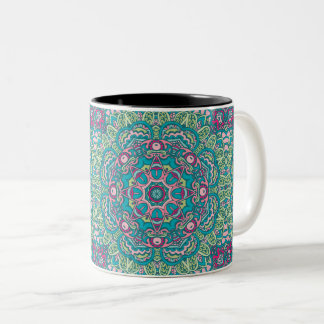 CANECA DE CAFÉ EM DOIS TONS ABSTRATO BOHO FESTIVE MANDALA PATTERN MUG