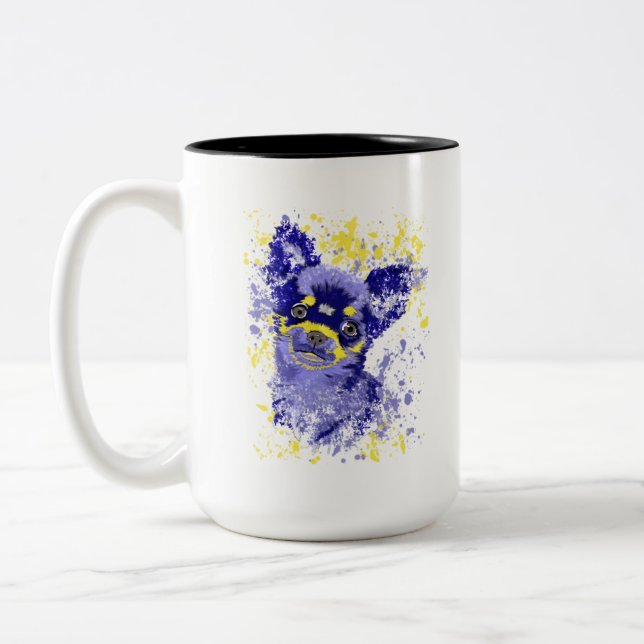 Caneca De Café Em Dois Tons Abstrato Chihuahua (Esquerda)
