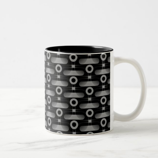 Caneca De Café Em Dois Tons Abstrato, Cinza Ultramoderna (Direita)