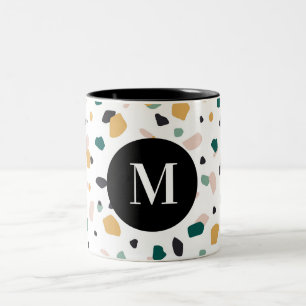 Caneca De Café Em Dois Tons abstrato com manchas manchadas com forma simples C