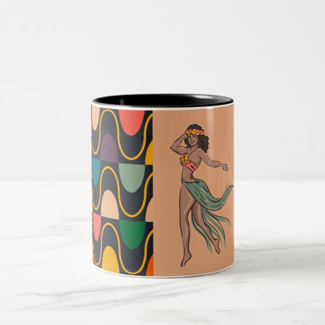 Caneca De Café Em Dois Tons Abstrato Dance Mug (Centro)
