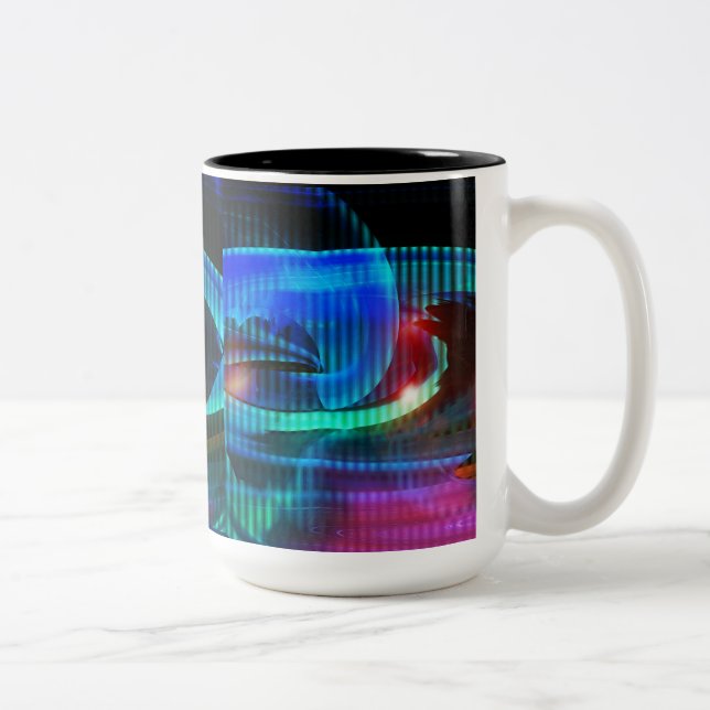 Caneca De Café Em Dois Tons Abstrato de alienígena da Invasão de  (Direita)