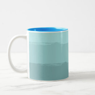 Caneca De Café Em Dois Tons Abstrato de Aqua Teal Stripes