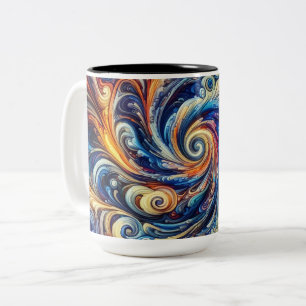 Caneca De Café Em Dois Tons Abstrato de arte colorida