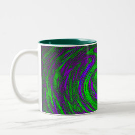 Caneca De Café Em Dois Tons Abstrato de Arte Digital Puro e Verde