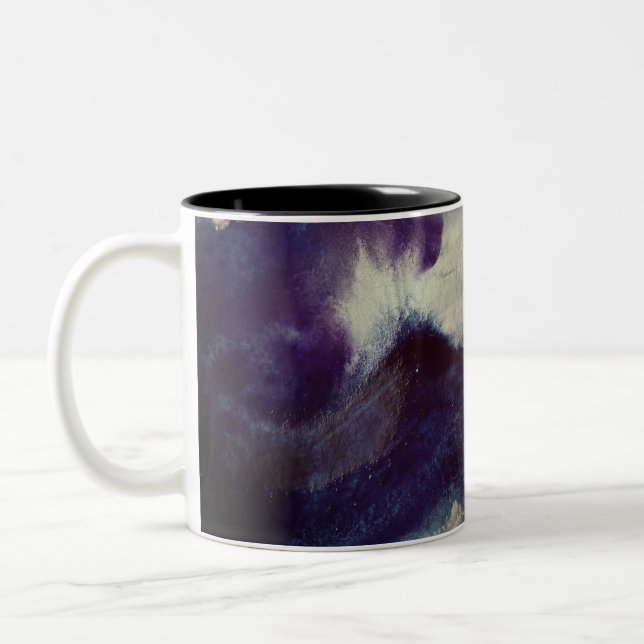 Caneca De Café Em Dois Tons Abstrato de Arte Oceânica (Esquerda)