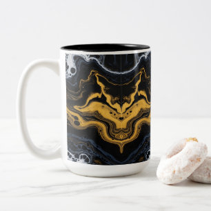Caneca De Café Em Dois Tons Abstrato de café de luxo - Preto, Dourado e Branco