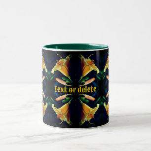 Caneca De Café Em Dois Tons Abstrato de Flor Lilar Amarelo Personalizado