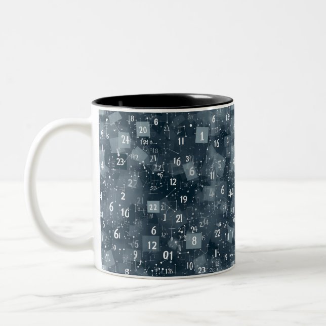 Caneca De Café Em Dois Tons Abstrato de Números de Matemática (Esquerda)