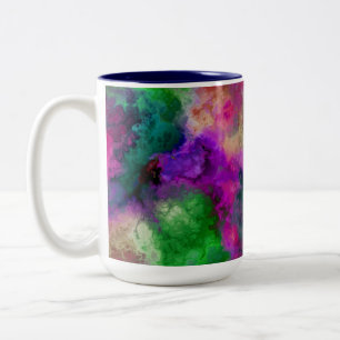 Caneca De Café Em Dois Tons Abstrato de Nuvens Arco-Íris
