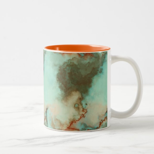 Caneca De Café Em Dois Tons Abstrato de Turiquesa e Mármaco (Direita)
