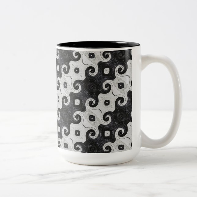 Caneca De Café Em Dois Tons Abstrato Diamond Eye Curls (Direita)