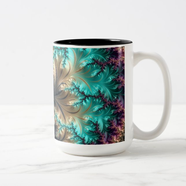 Caneca De Café Em Dois Tons Abstrato faloral (Direita)