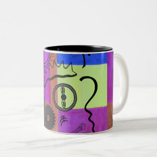 Caneca De Café Em Dois Tons Abstrato Geométrica Brilhante, Arte Azul Rosa