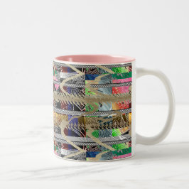 Caneca De Café Em Dois Tons Abstrato Geométrico Colorido Contemporâneo