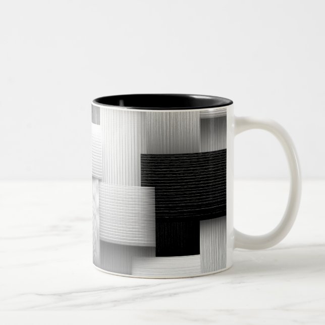 Caneca De Café Em Dois Tons Abstrato Geométrico Design (Direita)