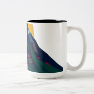 Caneca De Café Em Dois Tons Abstrato Geométrico Mountain Landscape