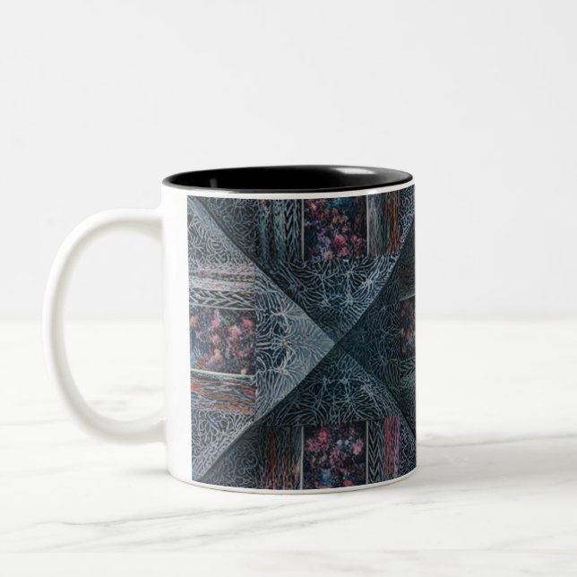 Caneca De Café Em Dois Tons Abstrato Geométrico Mug De Dois Tons - Moderno (Esquerda)