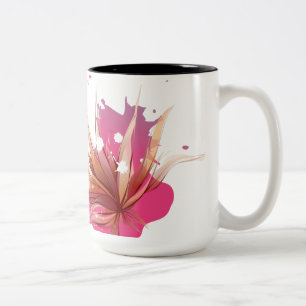Caneca De Café Em Dois Tons Abstrato Hibiscus Flower