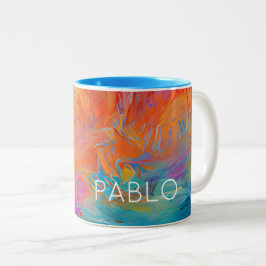 Caneca De Café Em Dois Tons Abstrato Modern Art Painting NAME (NOME DE pintura