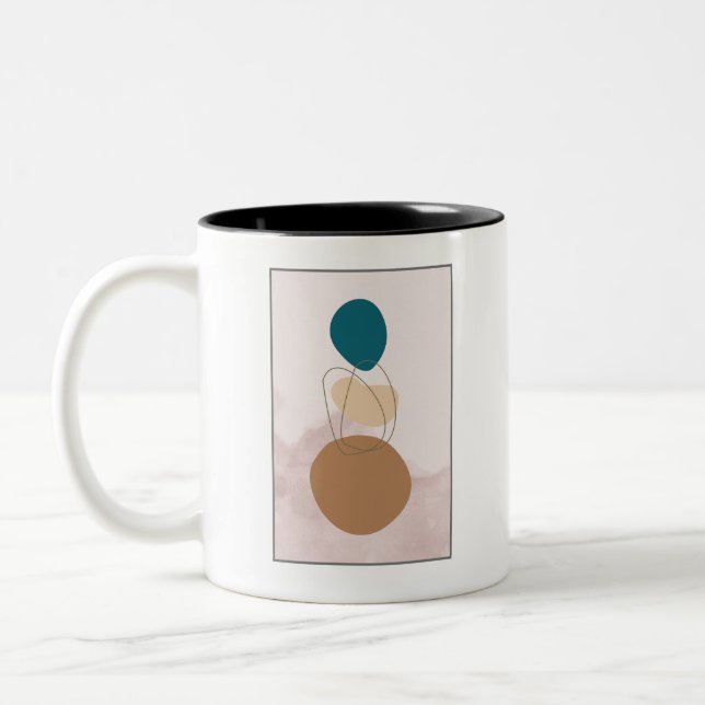 Caneca De Café Em Dois Tons Abstrato Moderno Boho Mug - Desligamento Neutro Mi (Esquerda)