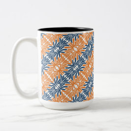 Caneca De Café Em Dois Tons Abstrato Moderno Florals