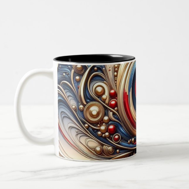 Caneca De Café Em Dois Tons Abstrato Modren (Esquerda)
