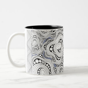 Caneca De Café Em Dois Tons Abstrato monocromático