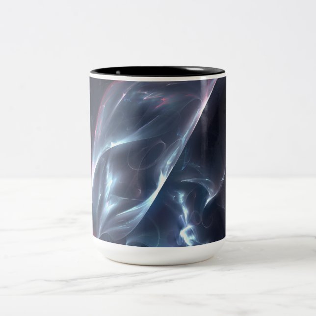 Caneca De Café Em Dois Tons Abstrato Nebula Azul e Púrpura (Centro)
