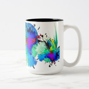 Caneca De Café Em Dois Tons Abstrato Paint Splatters
