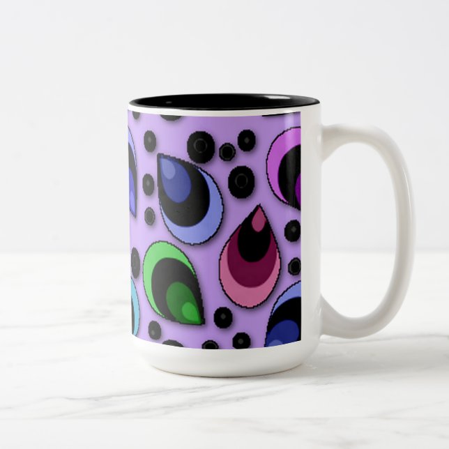 Caneca De Café Em Dois Tons Abstrato Peacock Penas Patterno Mug (Direita)