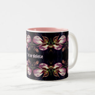 Caneca De Café Em Dois Tons Abstrato Personalizado para a Orquídea de Slipper