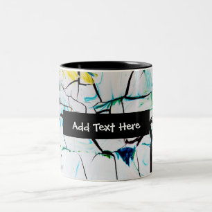 Caneca De Café Em Dois Tons Abstrato racha em azul verde