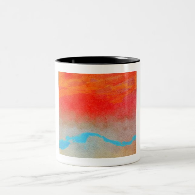 Caneca De Café Em Dois Tons Abstrato Sunset Oceano (Centro)