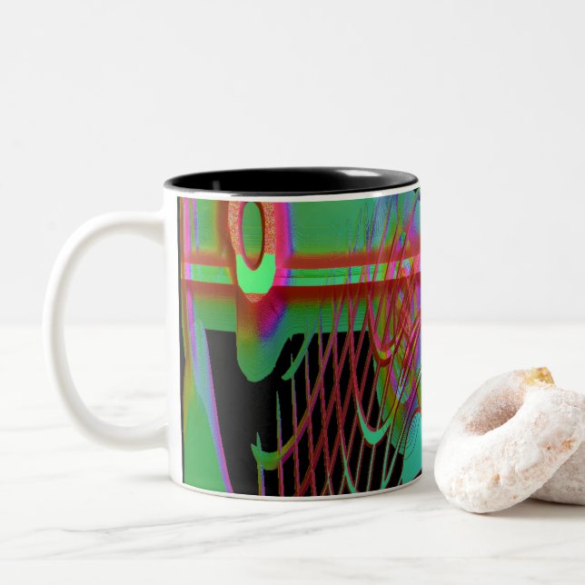 Caneca De Café Em Dois Tons Abstrato Togtherness Mug (Com Donut)