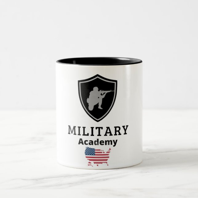Caneca De Café Em Dois Tons Academia Militar Americana Mug - Soldado Patriótic (Centro)