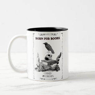 Caneca De Café Em Dois Tons Academia Sombria Caveira de Corvo Estética Vintage
