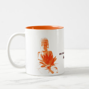 Caneca De Café Em Dois Tons açafrão Buddha Gautama com citações