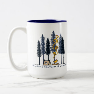 Caneca De Café Em Dois Tons Acampamento de Cartoon