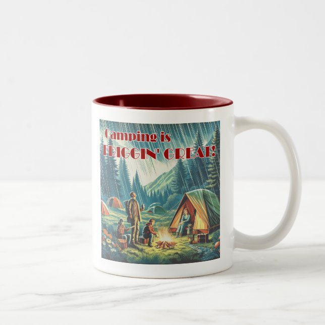 Caneca De Café Em Dois Tons Acampamento É Excelente Engraçado Chuva Engraçada (Direita)