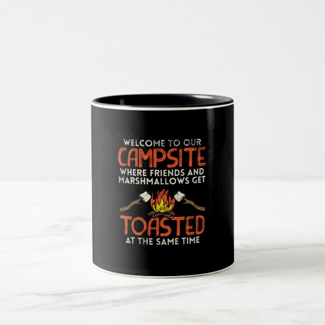 Caneca De Café Em Dois Tons Acampamento Fogueira e Marshmallows (Centro)