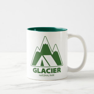 Caneca De Café Em Dois Tons Acampamento nas Montanhas do Parque Nacional Glaci