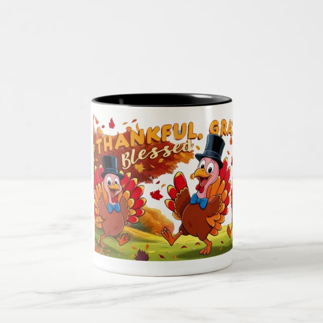 Caneca De Café Em Dois Tons Ação de Graças Com Citações De Gratidão (Centro)