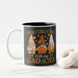 Caneca De Café Em Dois Tons Ação De Graças Com Meus Gnomos Cai O Gnomo Do Outo
