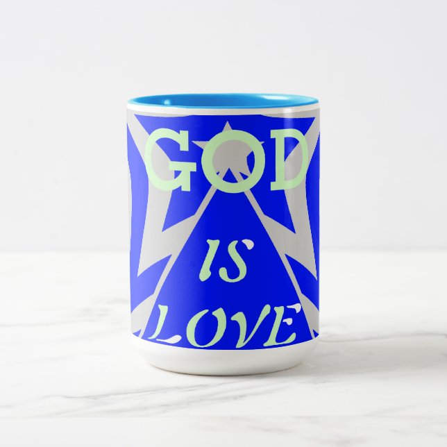 Caneca De Café Em Dois Tons Achempong God Is Love Star Blue & Cinza Co. (Centro)