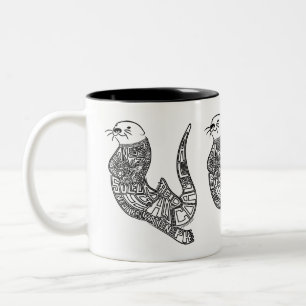 Caneca De Café Em Dois Tons Acidificação da lontra & do oceano de mar