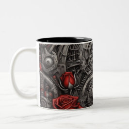 Caneca De Café Em Dois Tons Aço e rosas 011