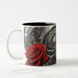Caneca De Café Em Dois Tons Aço e rosas 014